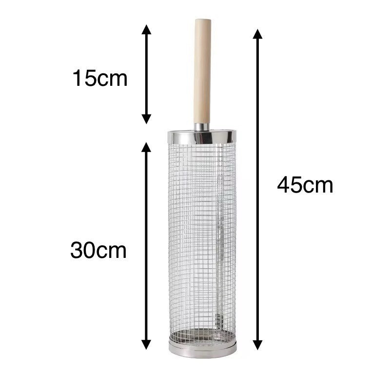 2er Set Grillkorb Edelstahl – BBQ Rollkorb für Gemüse Fleisch Fisch Grillen