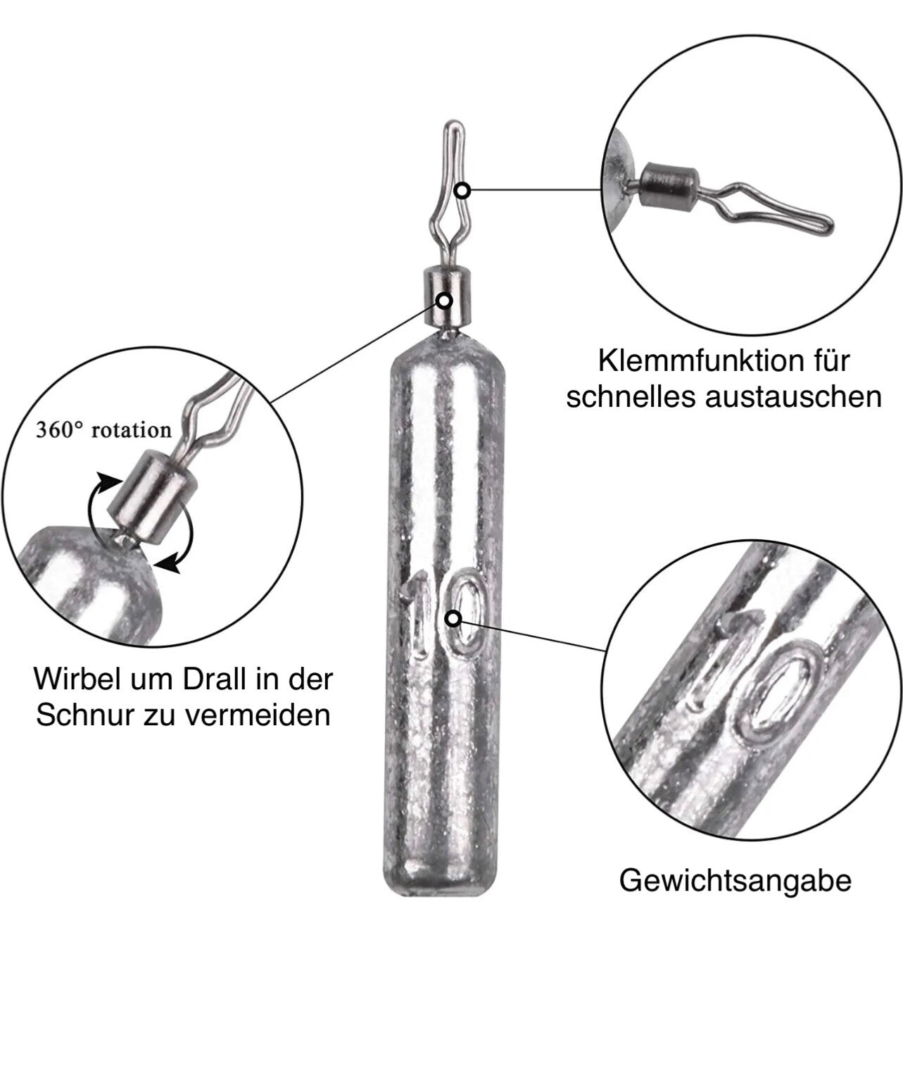 Drop Shot Blei Set 25 Stück 7g/10g/15g/17g/20g je 5 Stk Box Stabblei Klemmblei