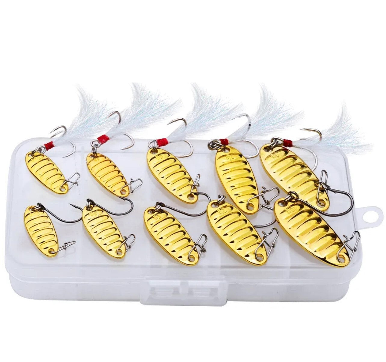 Blinker Spoon Set 10-teilig mit Box – Gold oder Silber