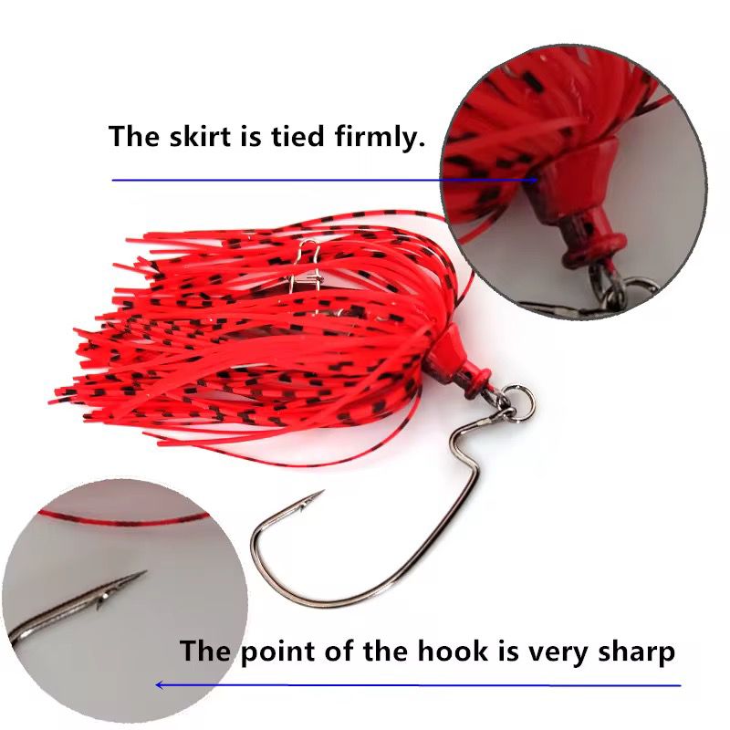 Chatterbait 12 g Bladed Jig Spinnerbait Angelköder mit Offsethaken & Gummi skirt