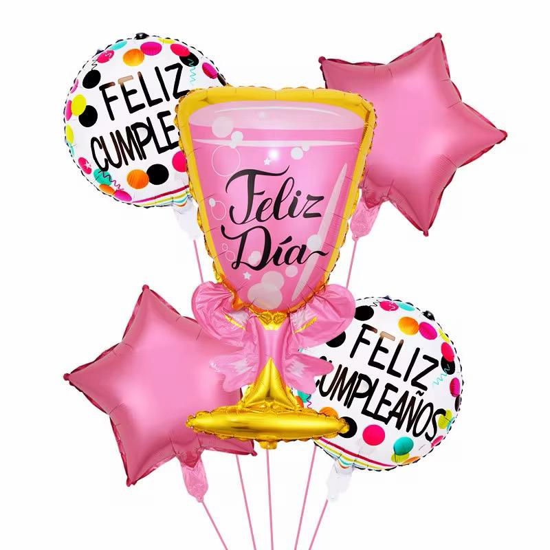 Geburtstags Luftballon Set Champagnerflasche Happy Birthday Party Deko Ballons