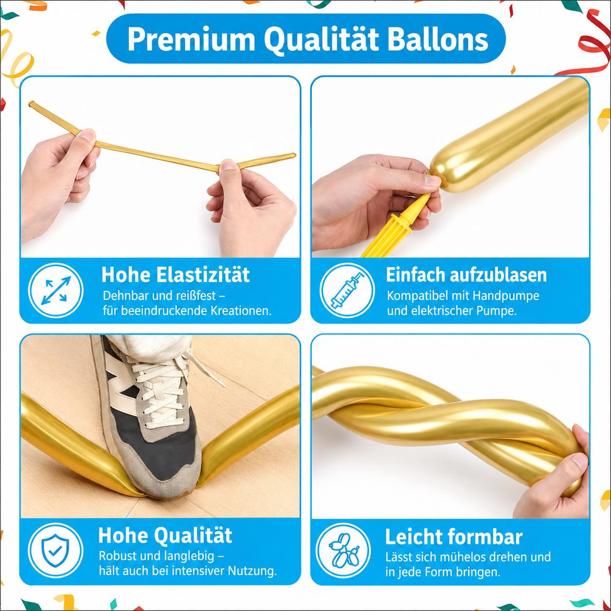 100x Modellierballons Metallic Ballonmodellage XXL Luftballons Ballontiere & co