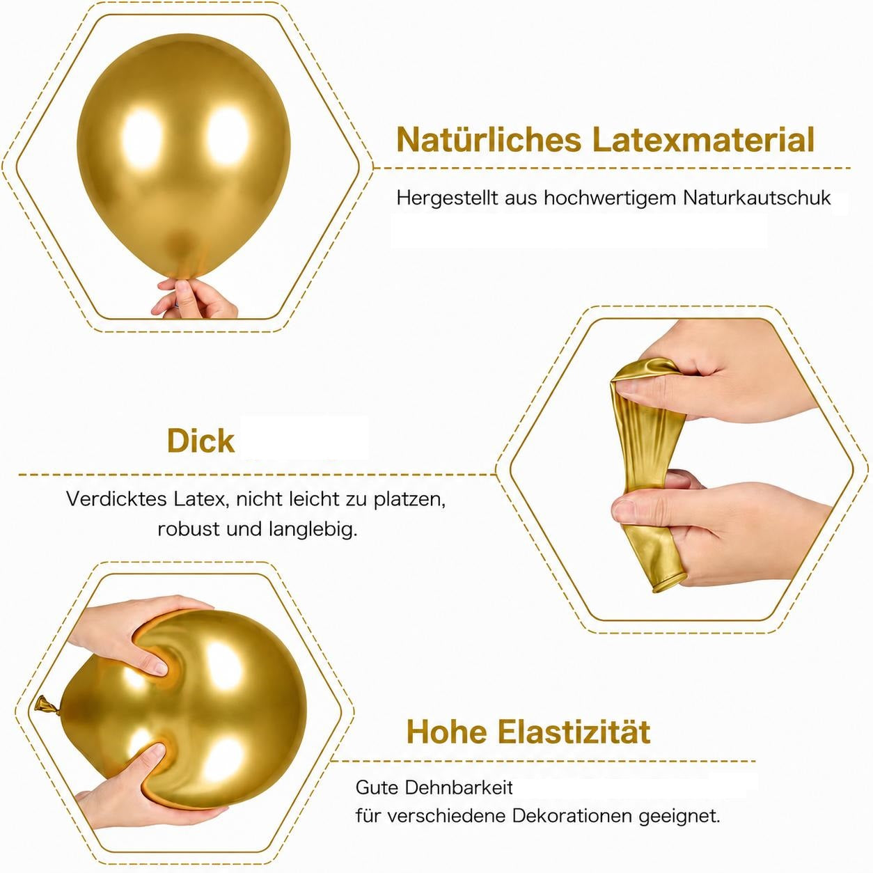 XXL Ballonbogen Gold Weiß Creme mit Sternballons Party Dekoration Geburtstag &co