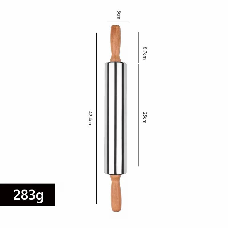 Nudelholz Edelstahl Set Teigroller mit Holzgriff Pizza Pasta & co Teig