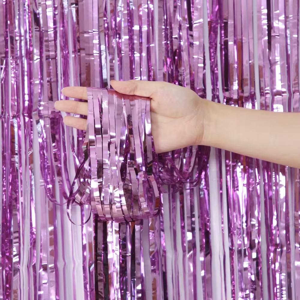 Lametta Vorhang Party Deko Fotohintergrund Metallic 100x200cm Wand Dekoration