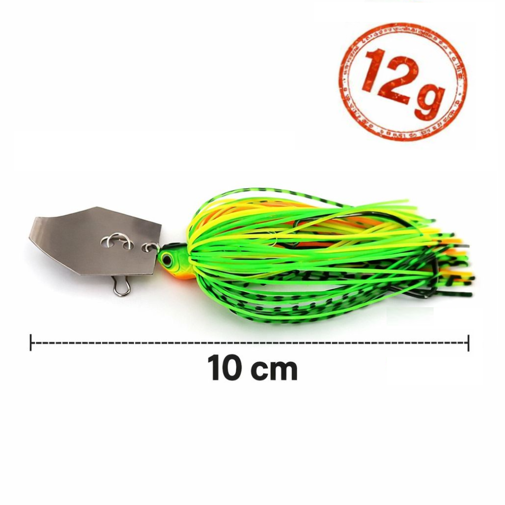 Chatterbait 12 g Bladed Jig Spinnerbait Angelköder mit Offsethaken & Gummi skirt