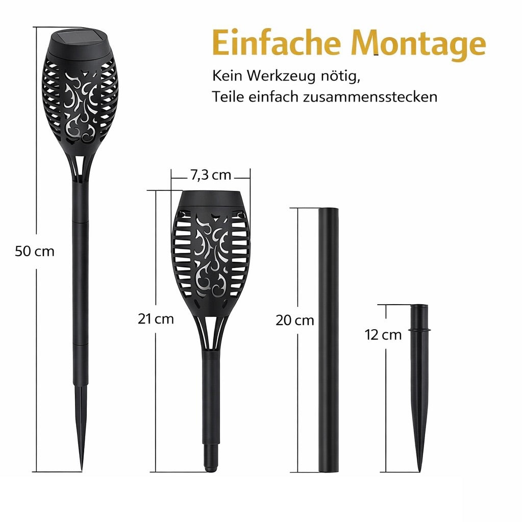 12 LED Solar Fackel Garten leuchte 2,4,6 er Set Flammenlicht Außen Solarleuchte
