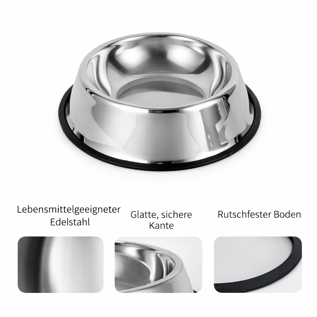 Hundenapf Edelstahl Katzennapf Wasser Futter Schale für Hunde & Katzen