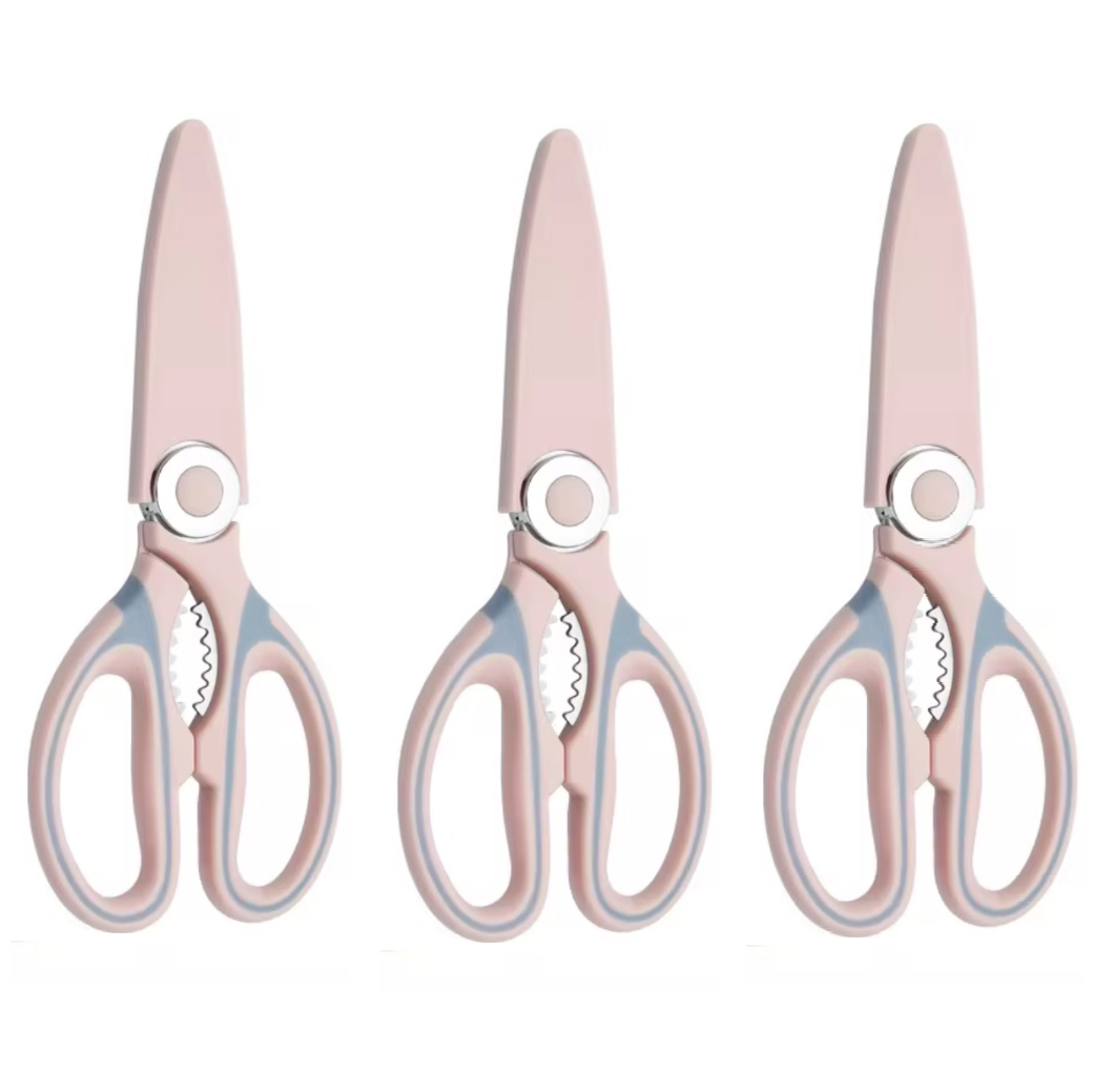 Küchenschere 3er Set Schere in Schwarz Rosa oder Blau Universal Haushaltsschere