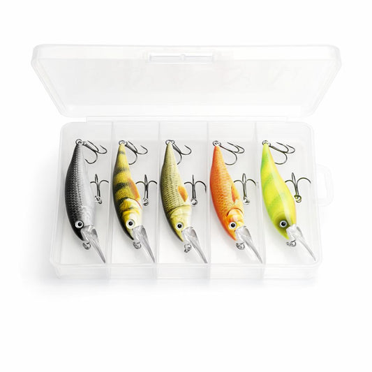 Minnow Wobbler Set 5 Kunstköder mit Box Raubfisch Köder für Hecht, Barsch & co
