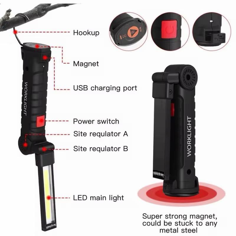 LED KFZ Arbeitsleuchte Akku Magnet Werkstattlampe Taschenlampe Handwerker Licht