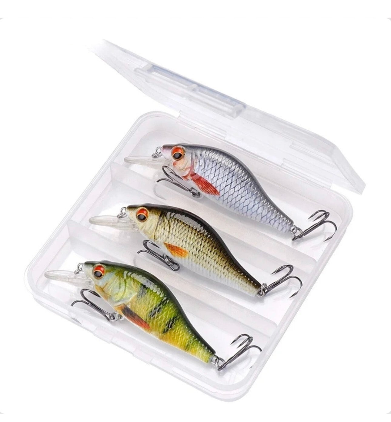 Wobbler Set mit Box 3 Stück Kunstköder Hardbait Barsch & Hecht Angeln Köder