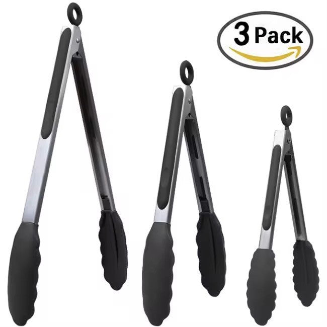 Edelstahl Grillzangen 3er Set BBQ Küchenzangen