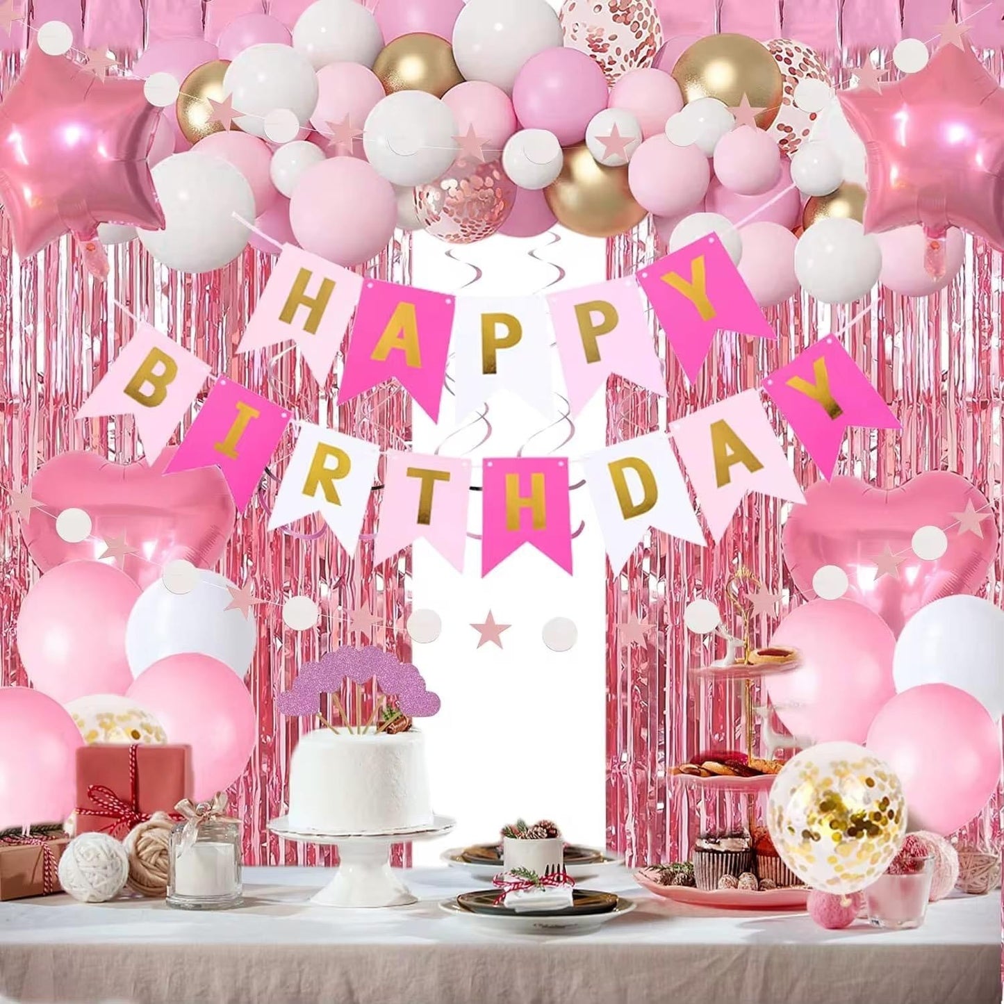 Geburtstag Deko Set mit Ballons Happy Birthday Banner Partydeko Kinder Erwachsen