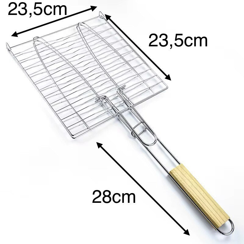 Grillkorb BBQ Set Grillgitter aus Edelstahl Grillwender für Fleisch Fisch & co