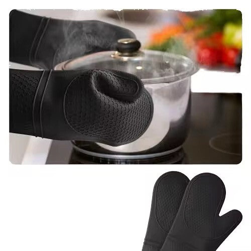 Silikon Ofenhandschuhe hitzebeständig 230°C – Rutschfest & gefüttert