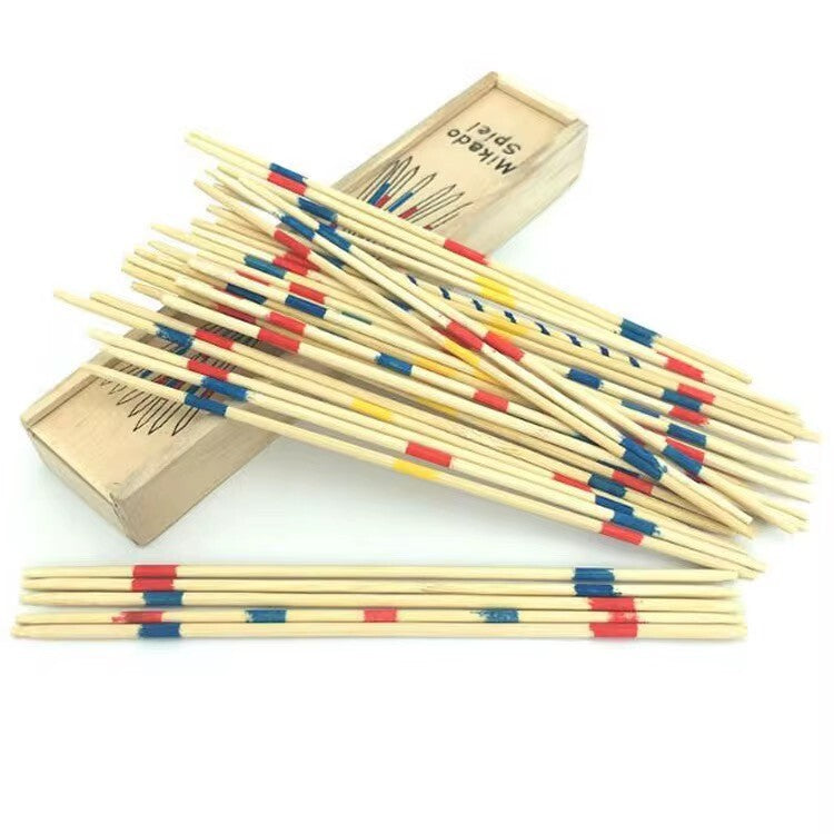 Mikado Holz Geschicklichkeitsspiel – 2er Set mit Holzbox & Anleitung