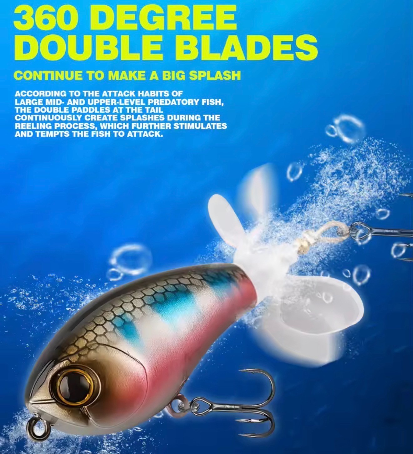 Wobbler mit Propeller Prop Bait Angelköder Oberflächenköder für Barsch Hecht &co