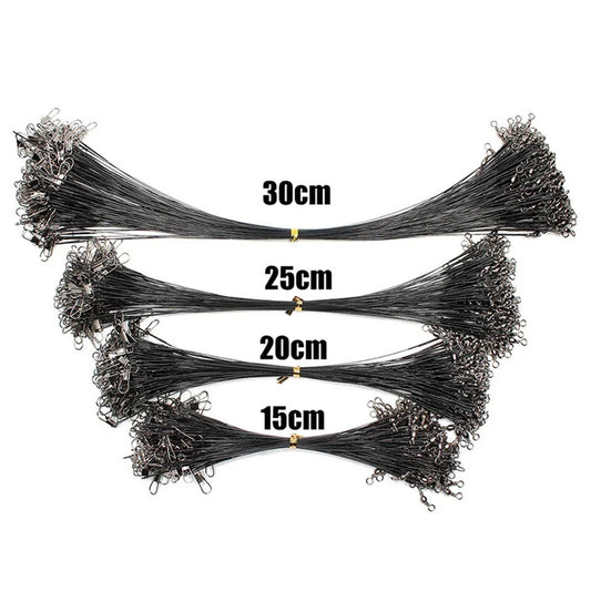 Stahlvorfach Edelstahl Set 15-30cm Schwarz Silber Grün Raubfisch Vorfach Hecht & co