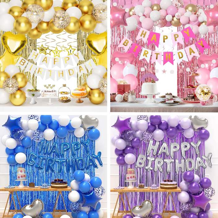 Geburtstag Deko Set mit Ballons Happy Birthday Banner Partydeko Kinder Erwachsen