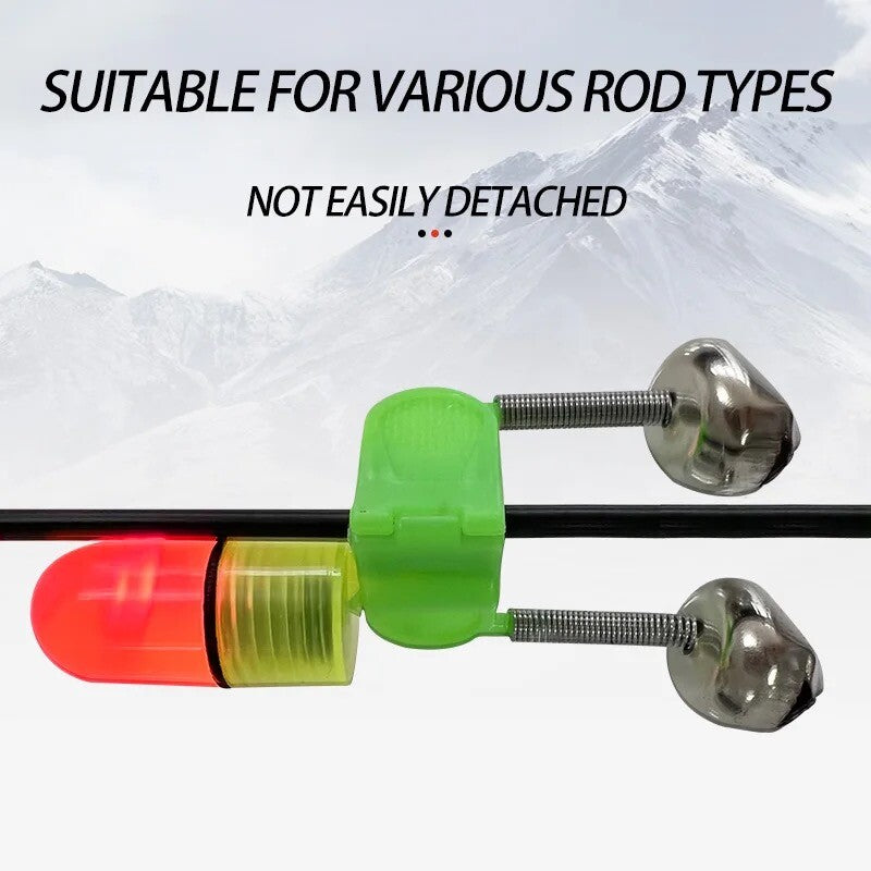 Bissanzeiger mit LED & Glocke 3er Set mit Klammer – Angelglocken mit Ruten Clip