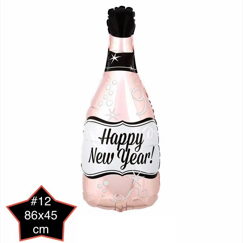 Happy New Year Ballons Set Silvester Deko Gold Schwarz Folien Luftballon Neujahr