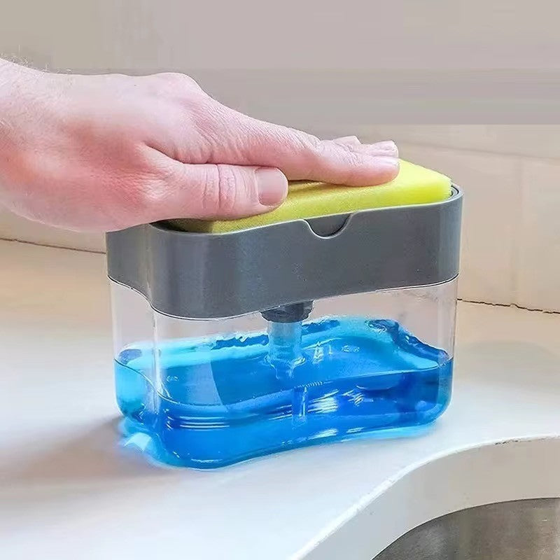 Seifenspender Spülmittel Spender mit Schwamm Dosierer Küche Putzen Gadget NEU!!!