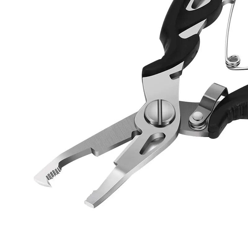 Multifunktion Angelzange Edelstahl Hakenlöser Sprengringzange mit Flexband