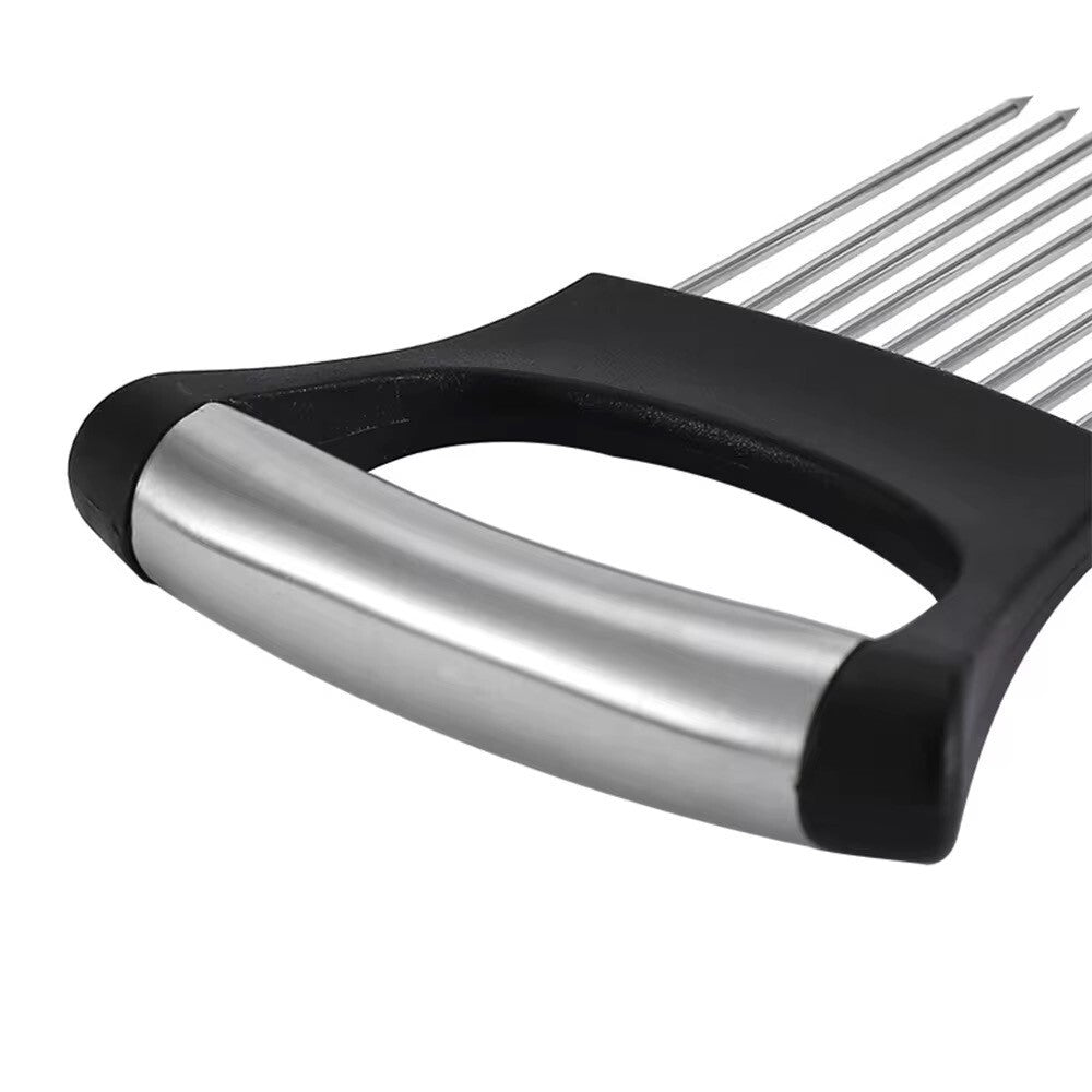 Zwiebelschneider Edelstahl Zwiebelhalter Universal Schneidhilfe Küche Gadget