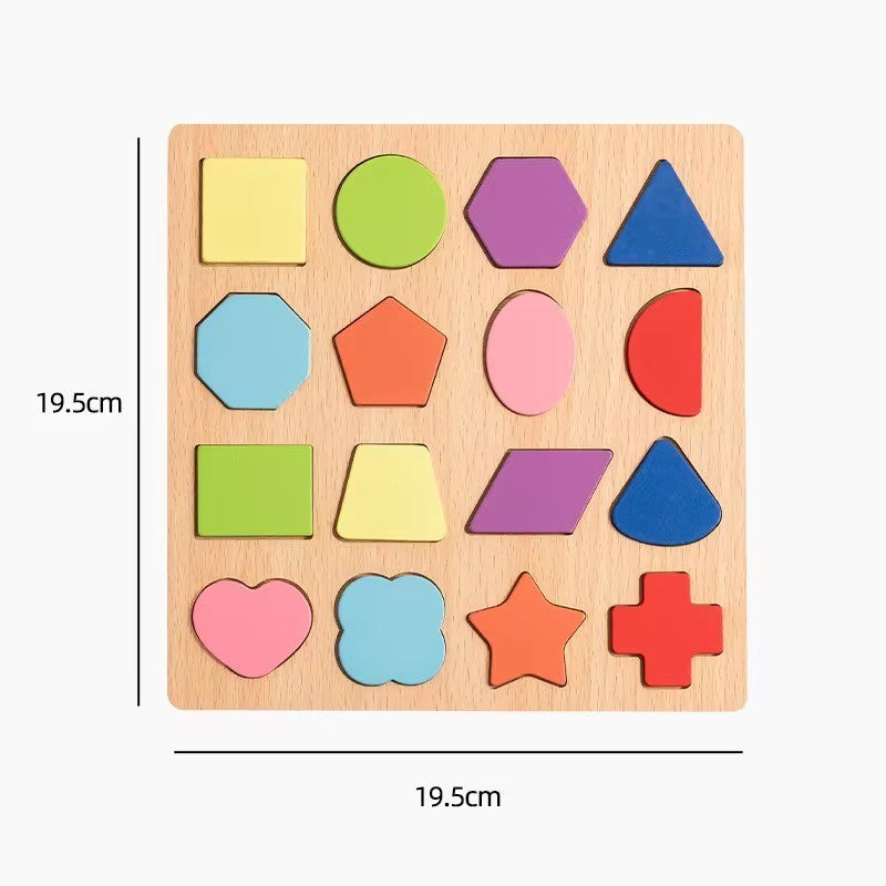 Montessori Holz Lernpuzzle Set – 6-teilig mit Buchstaben, Zahlen & Formen