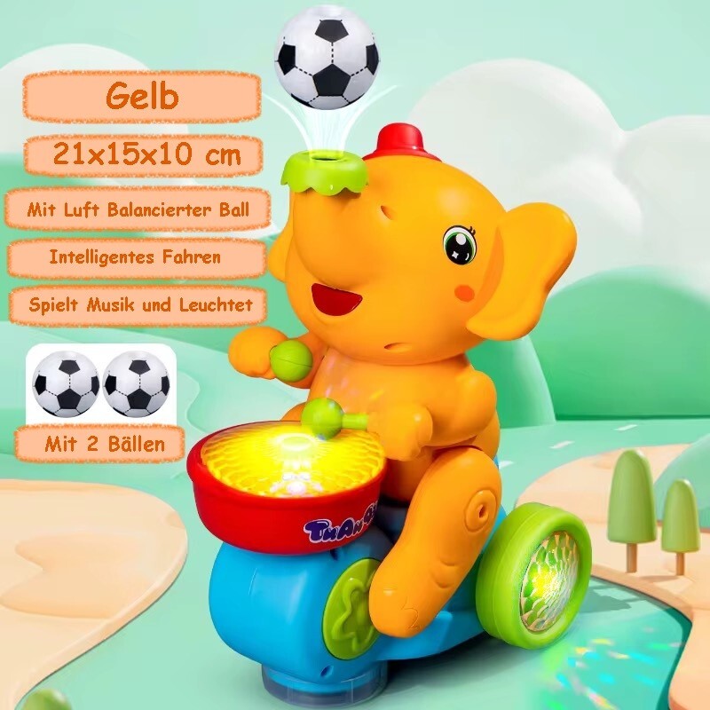 LED Kinder Spielzeug Elefant Musik Trommelt Fährt & Balanciert Ball in der Luft