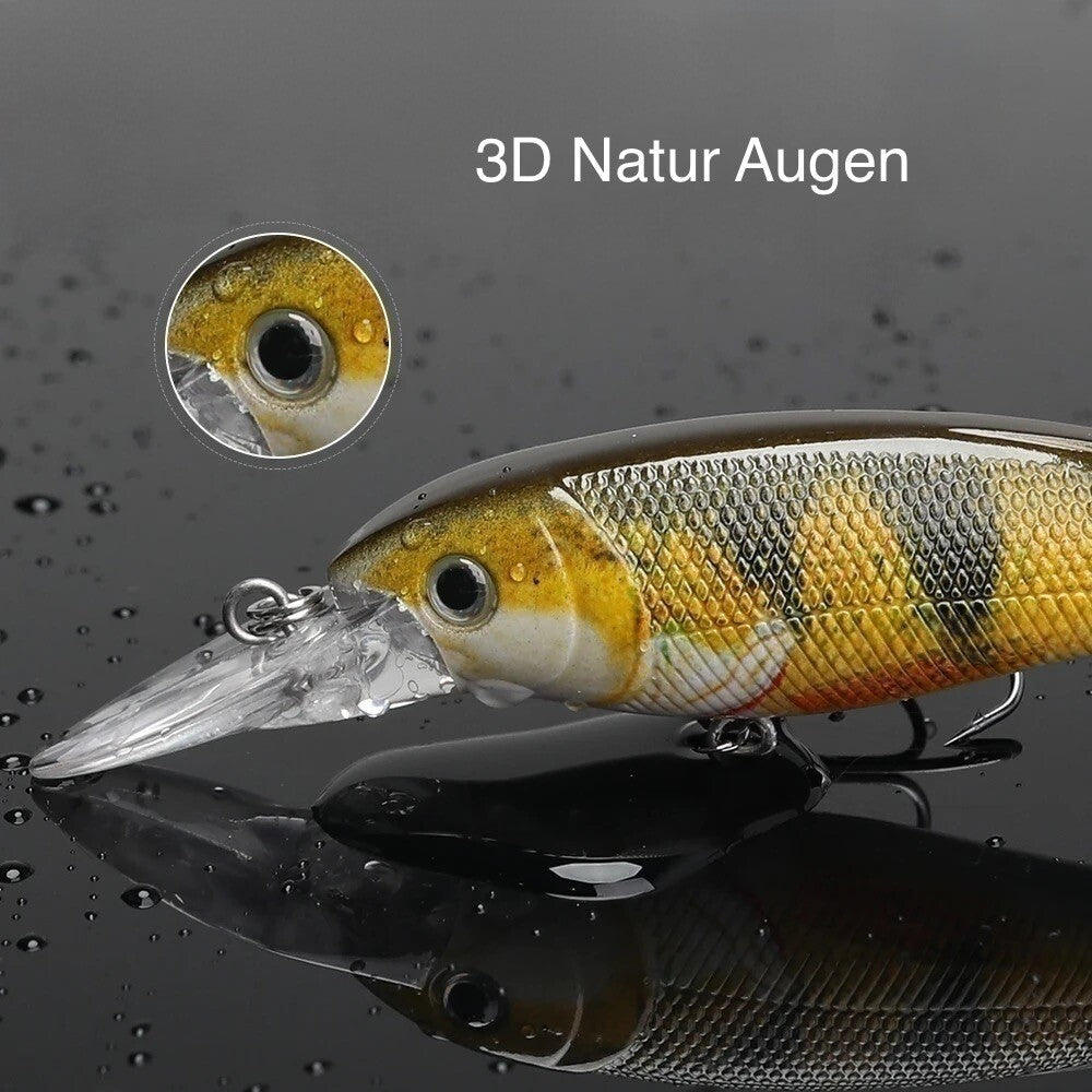 Minnow Wobbler Set 5 Kunstköder mit Box Raubfisch Köder für Hecht, Barsch & co