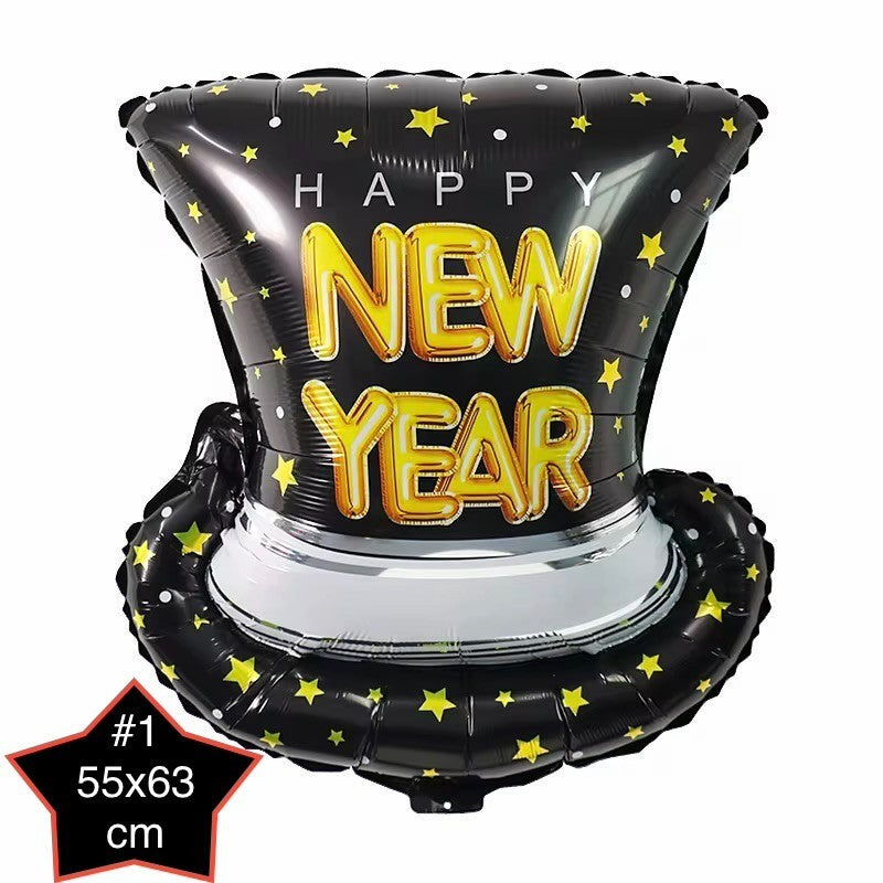 Happy New Year Ballons Set Silvester Deko Gold Schwarz Folien Luftballon Neujahr