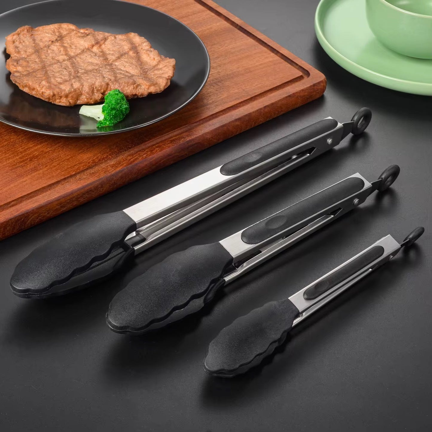 Edelstahl Grillzangen 3er Set BBQ Küchenzangen