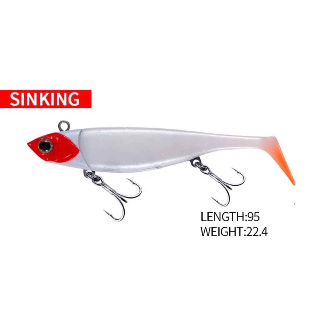 Gummifisch mit Blei Kopf 95mm 22,4g Angelköder Raubfisch Köder Hecht Barsch