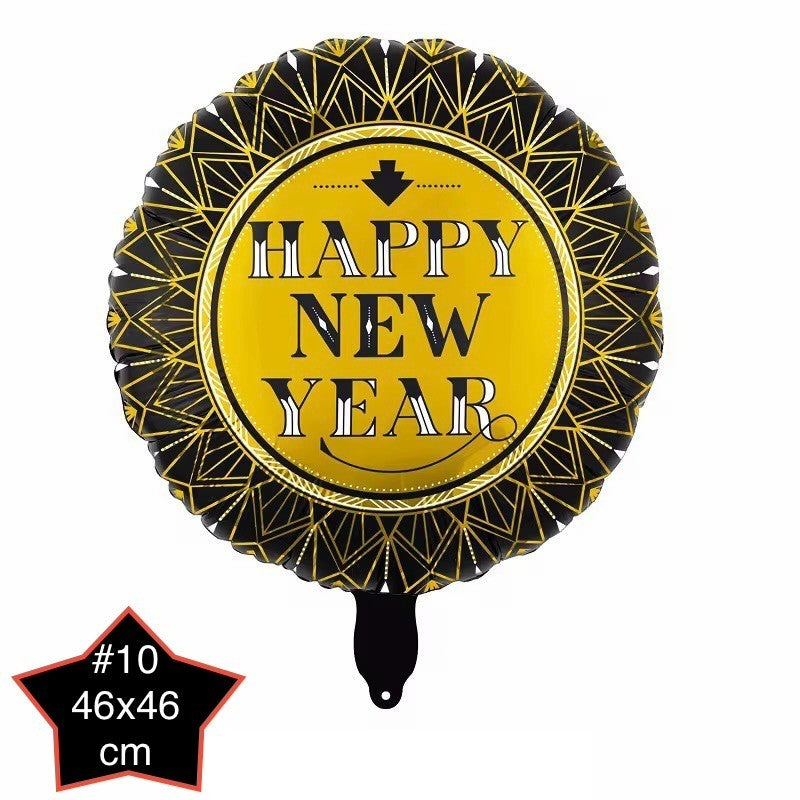 Happy New Year Ballons Set Silvester Deko Gold Schwarz Folien Luftballon Neujahr