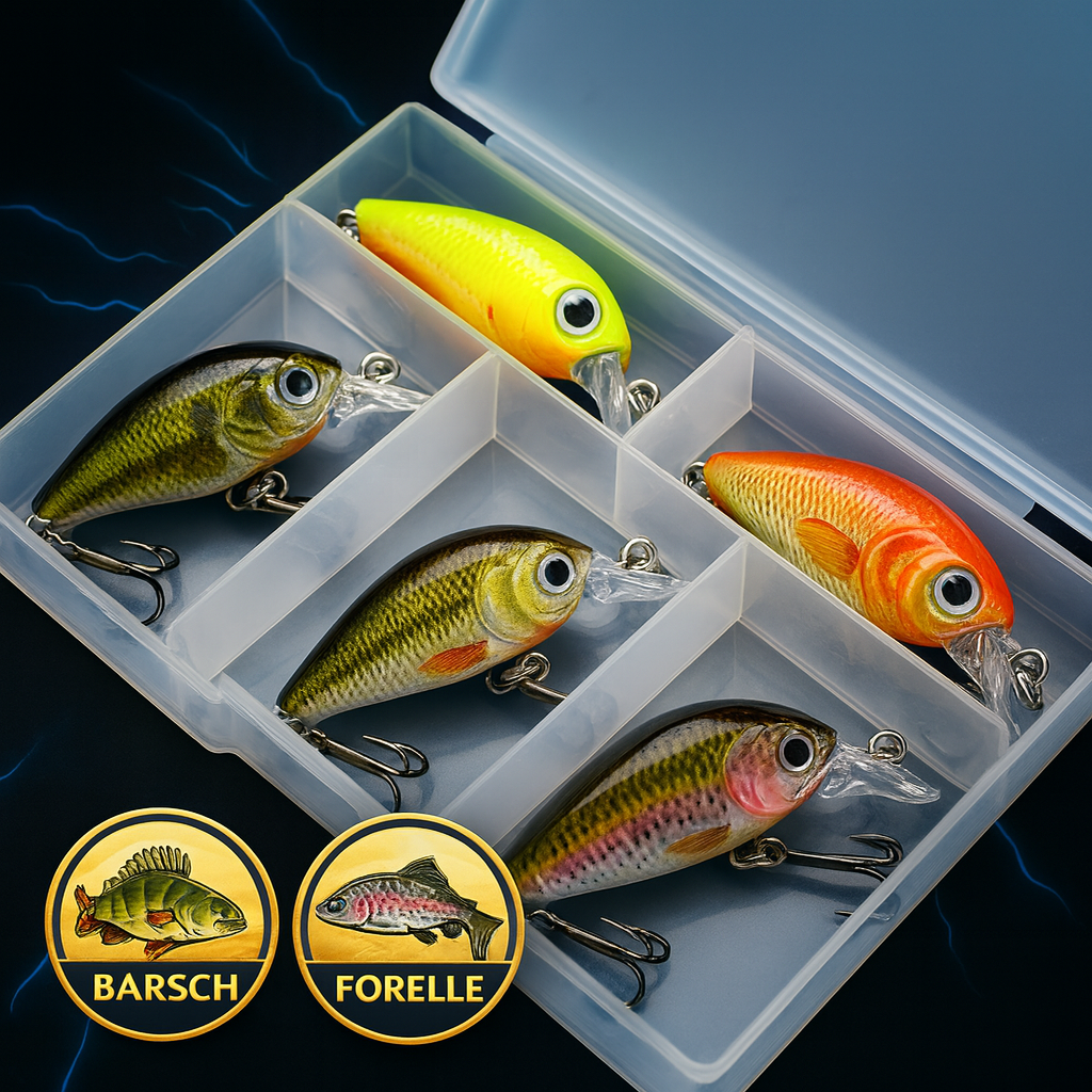 Mini Crankbait Wobbler Set mit Köderbox für Forelle & Barsch