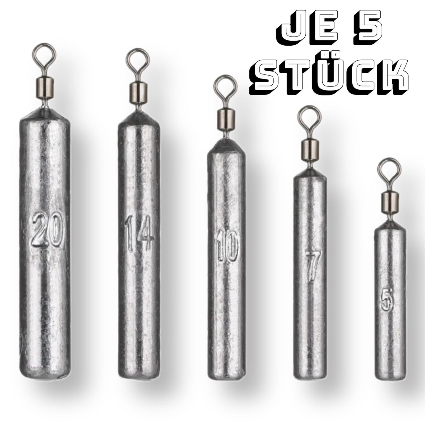 Free Rig Blei Set 25 Stück mit Box 5-20g Drop Shot Stabblei