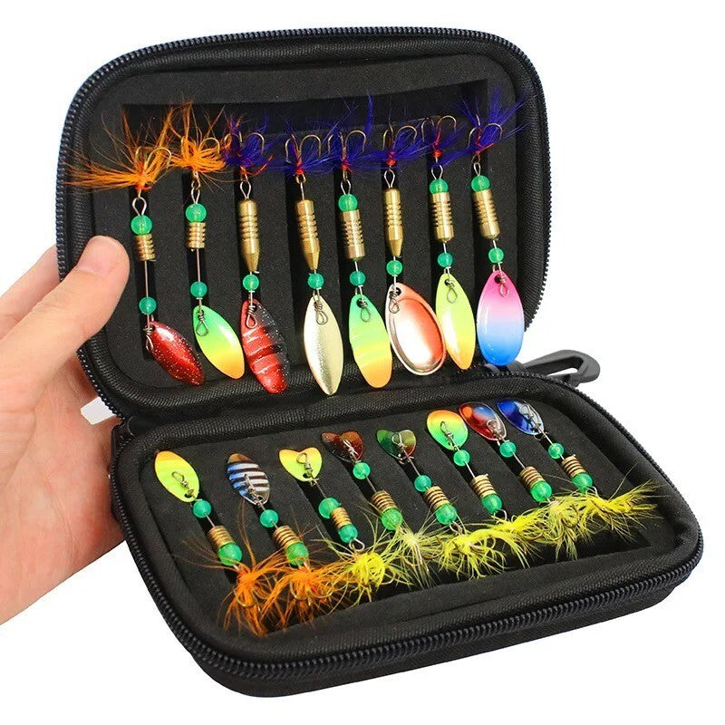 Spinner Köder Set 16tlg mit Tragetasche – Kunstköder Spinnköder Angelset