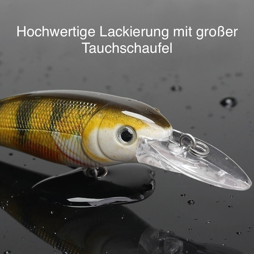 Minnow Wobbler Set 5 Kunstköder mit Box Raubfisch Köder für Hecht, Barsch & co