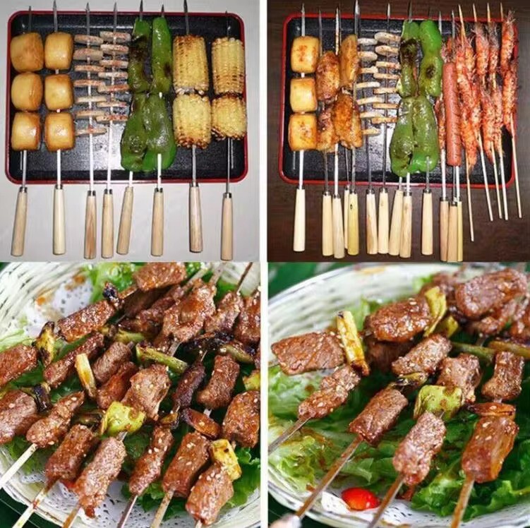 Grill Spieße 10-50 Stück Edelstahl Flachmetall BBQ Nadel Kebab Nadeln