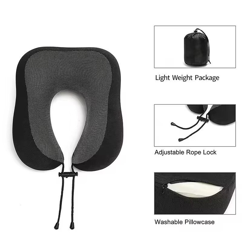 Deluxe Nackenkissen Set mit Schlafmaske & Ohrstöpsel Flugzeug Auto Nacken Kissen
