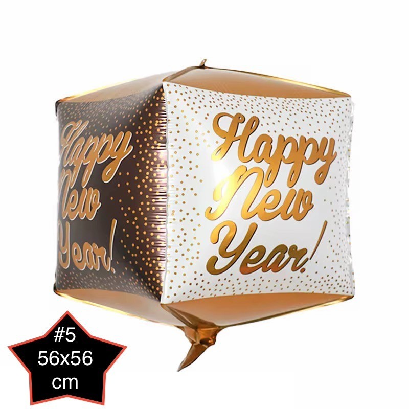 Happy New Year Ballons Set Silvester Deko Gold Schwarz Folien Luftballon Neujahr