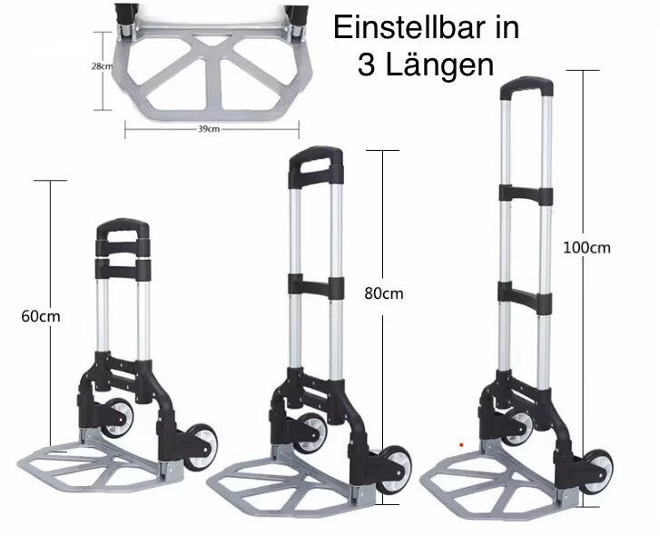 Sackkarre klappbar Einkaufs Trolley faltbar 6 Räder Transportwagen Gratis Tasche