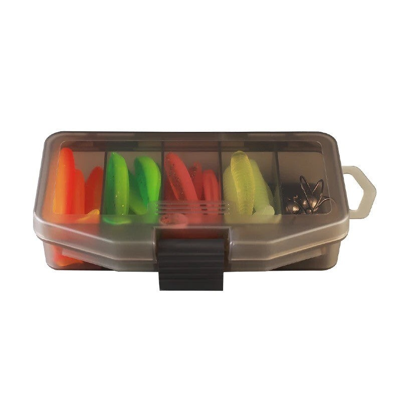 Jighaken Gummifisch Set mit Box – Raubfisch Angelköder
