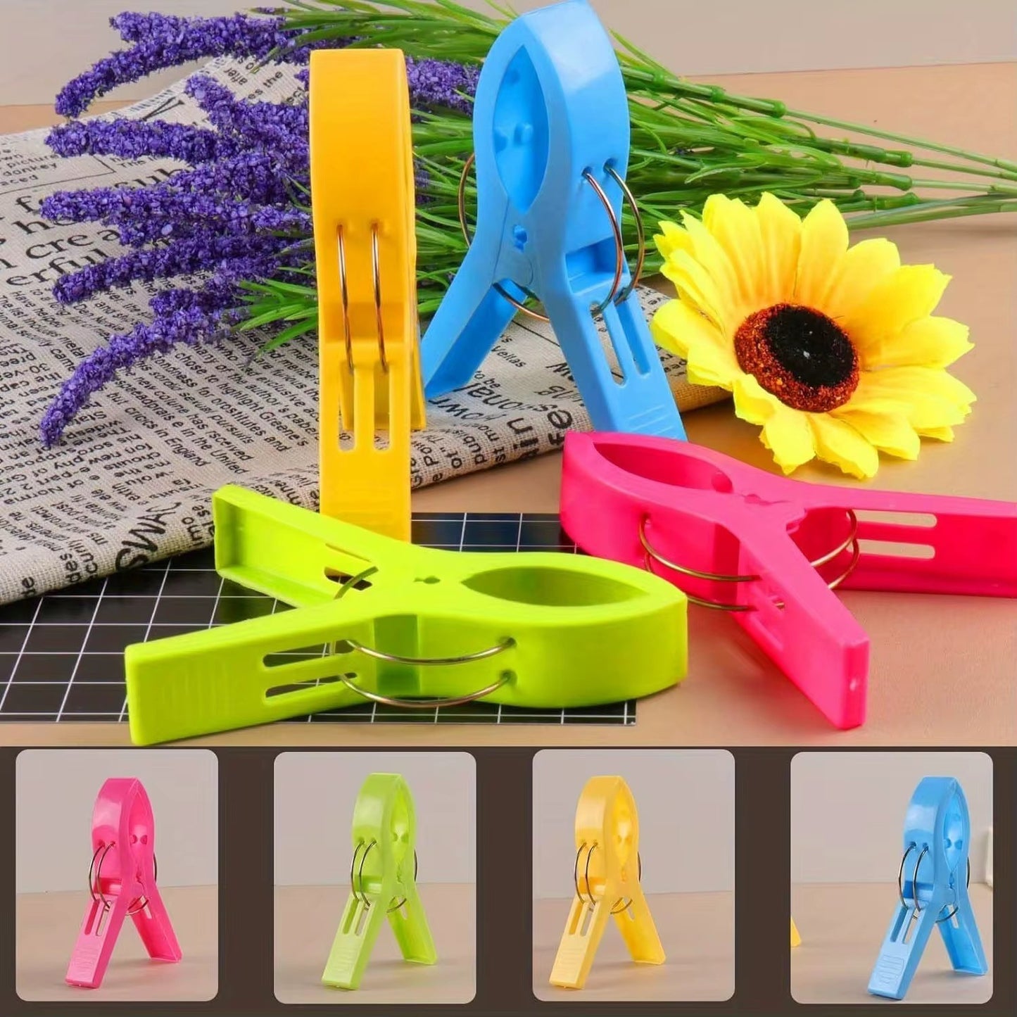 XXL Strandtuch Klammern 8/16 Stück – bunte Wäscheklammern Tischdeckenhalter Clip