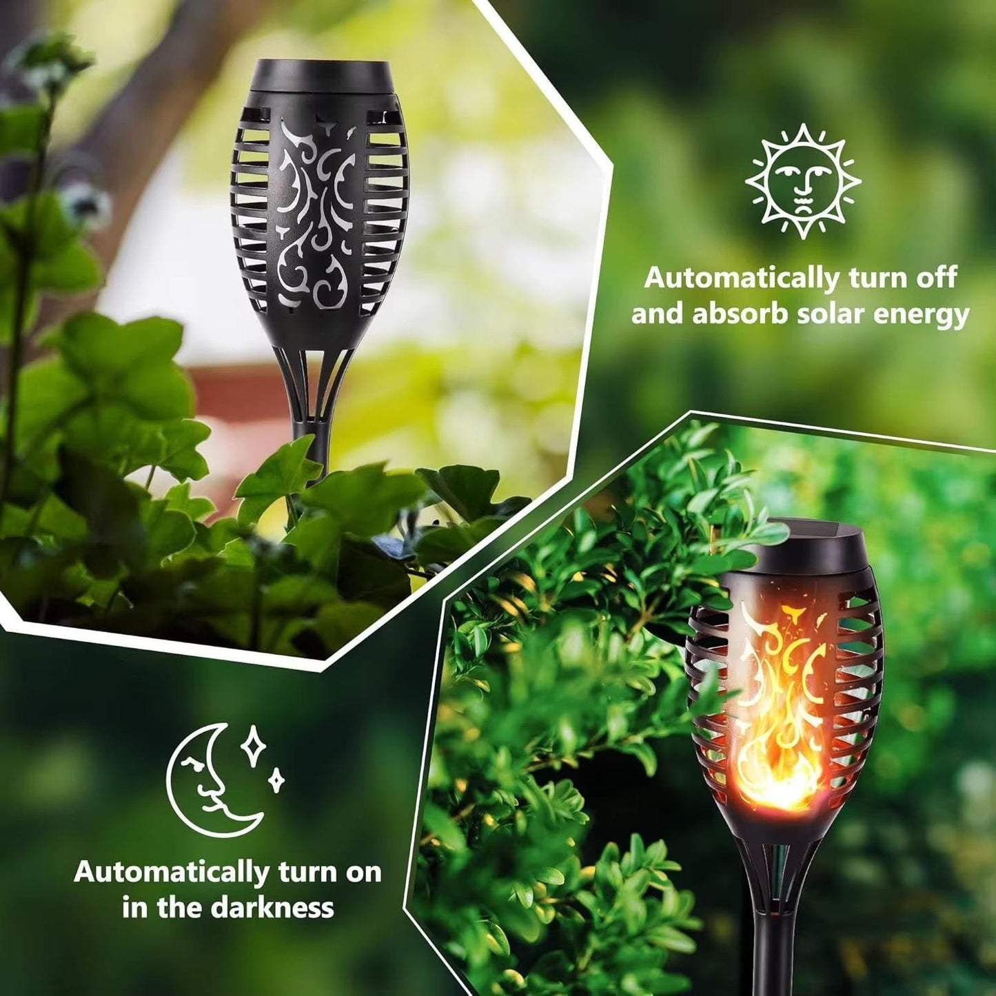 12 LED Solar Fackel Garten leuchte 2,4,6 er Set Flammenlicht Außen Solarleuchte