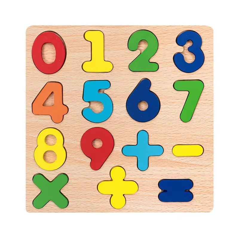 Montessori Holz Lernpuzzle Set – 6-teilig mit Buchstaben, Zahlen & Formen