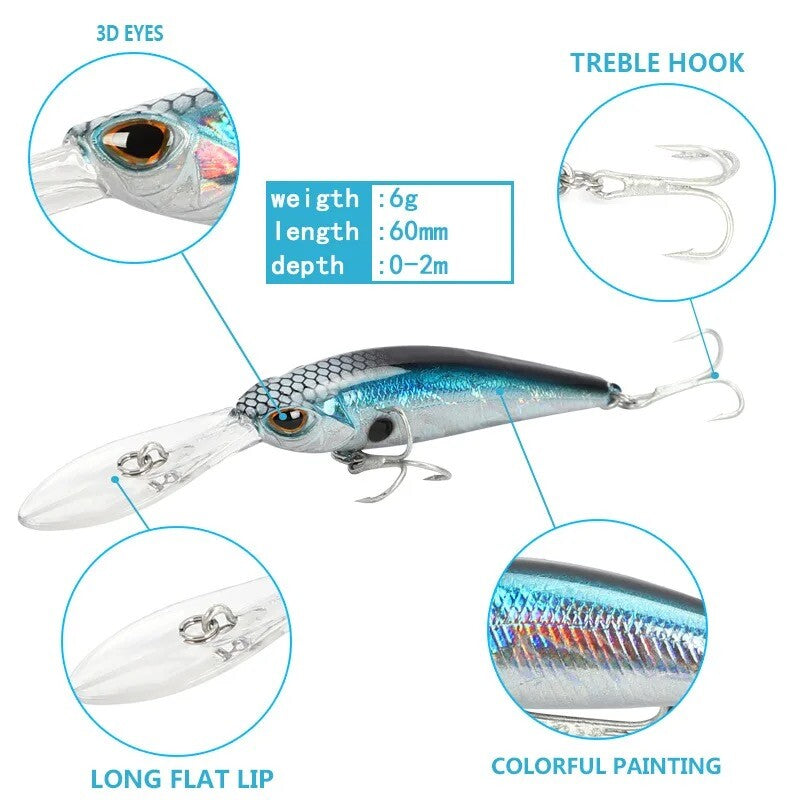 Raubfisch Wobbler Kunstköder mit Tauchschaufel Crankbait Angelköder Barsch & co