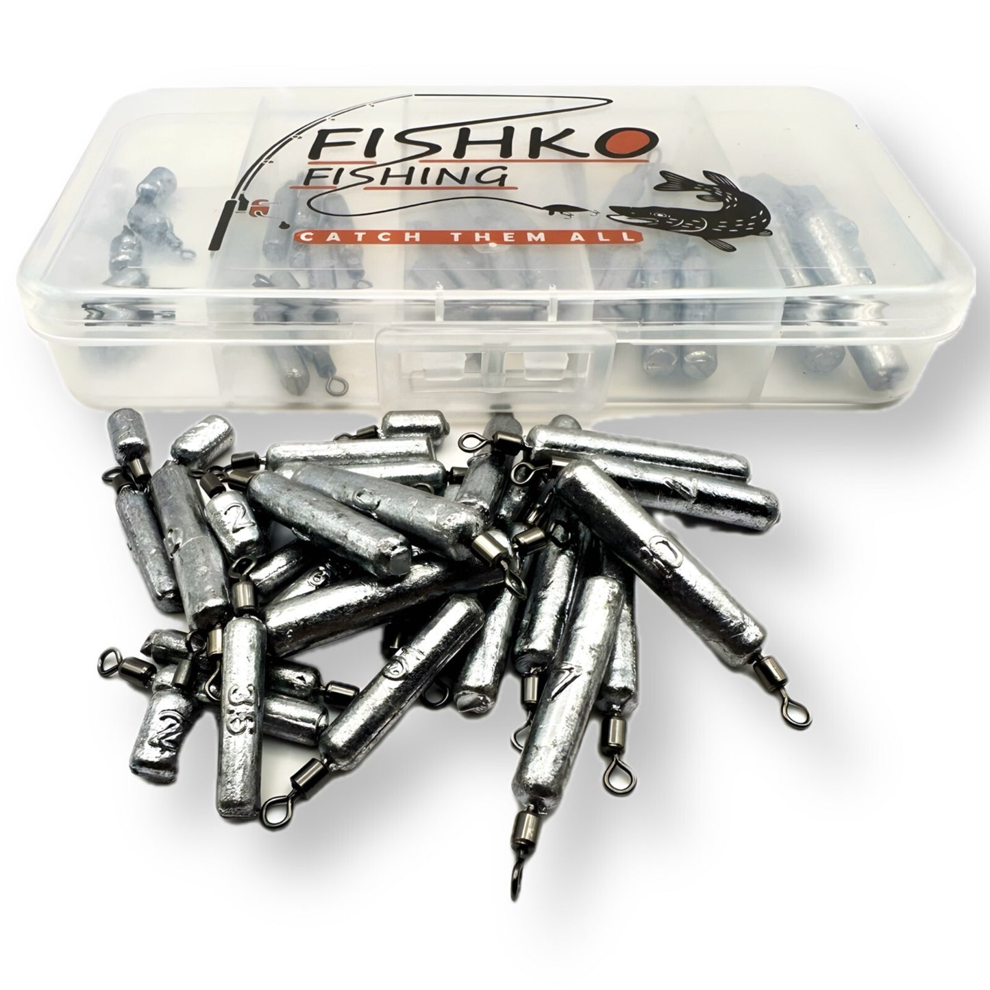 Free Rig Stabblei Set 30 Stück 2-10g Angel Gewichte Drop Shot Blei mit Box